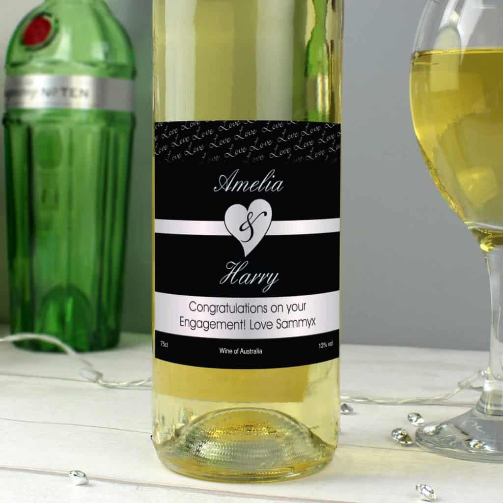 Personalised Couples White Wine- Black Design
