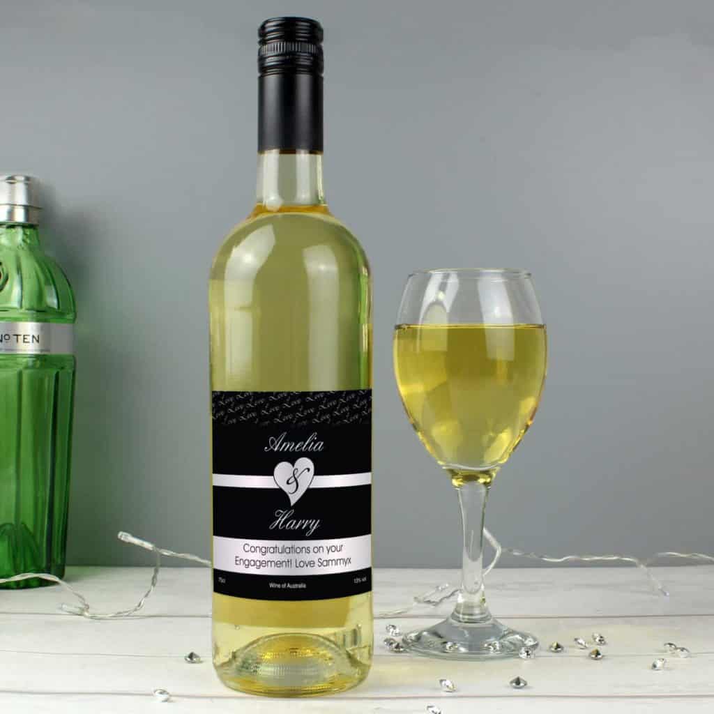 Personalised Couples White Wine- Black Design
