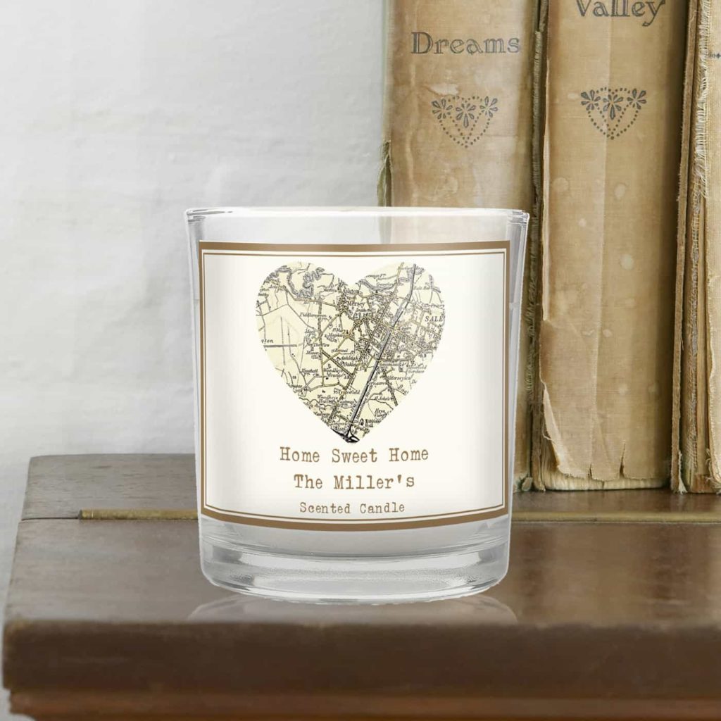 Personalised 1896 - 1904 Revised New Map Heart Scented Jar Candle
