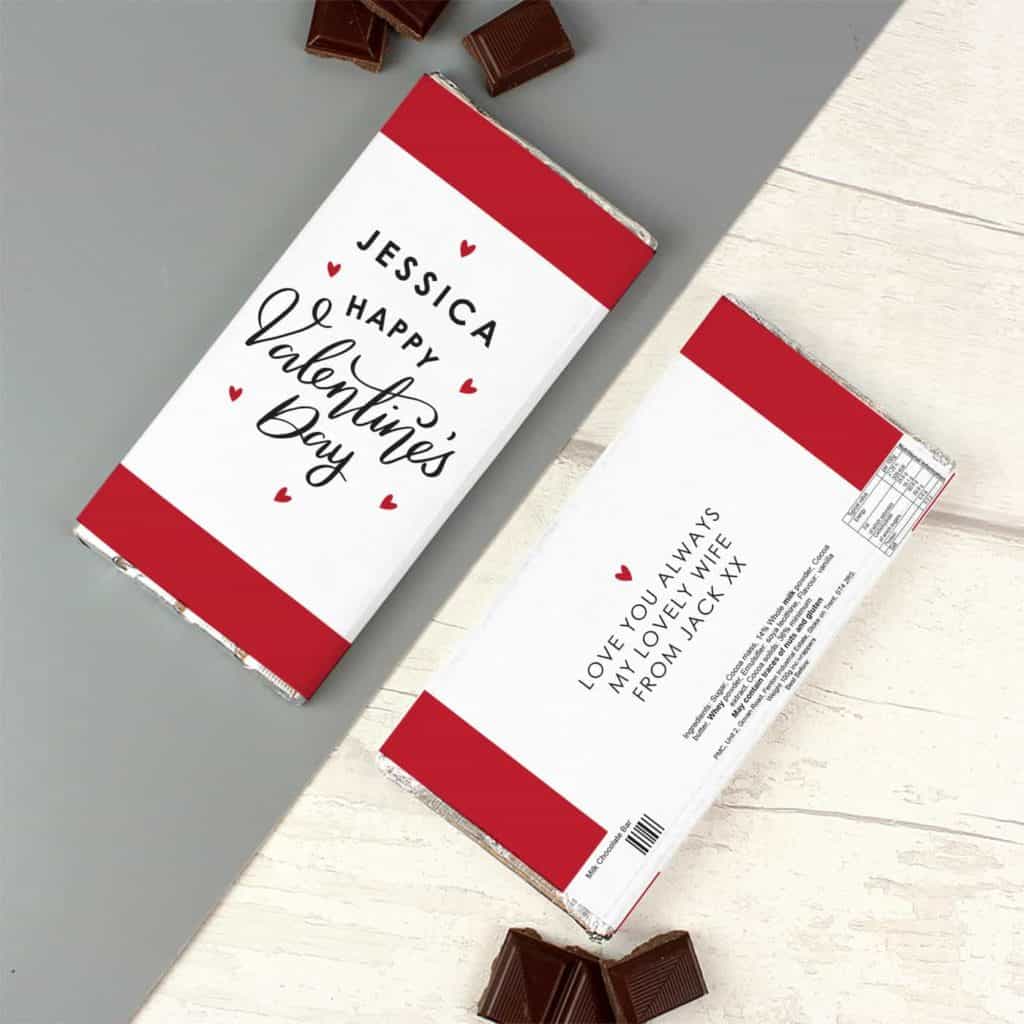 Personalised Happy Valentine's Day Milk Chocolate Bar