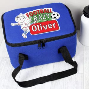Personalised Football Crazy Blue Lunch Bag