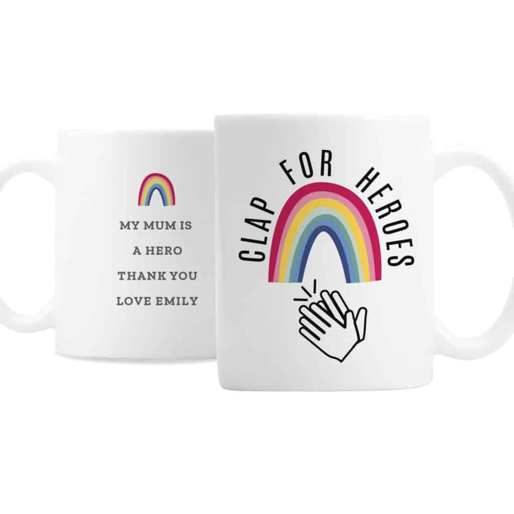 Personalised Rainbow 'Clap for Heroes' Mug