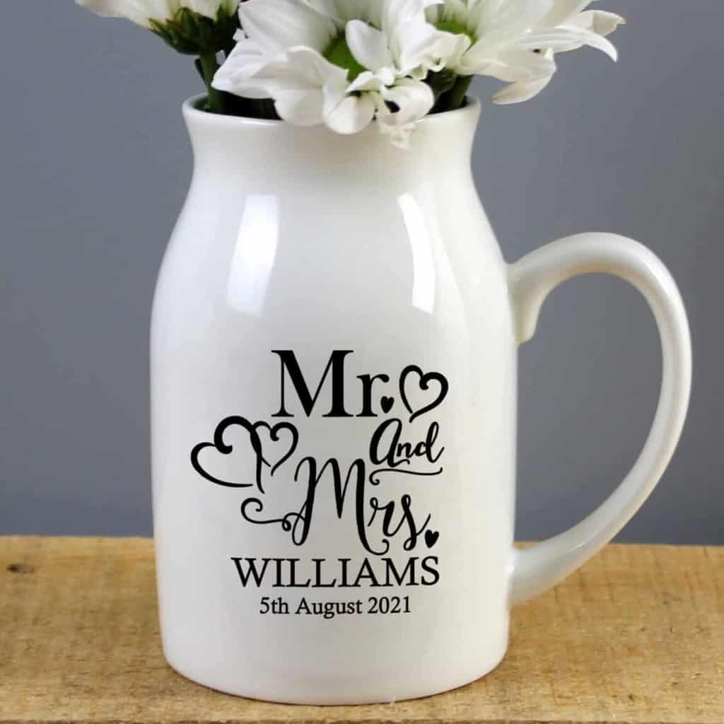 Personalised Mr & Mrs Flower Jug