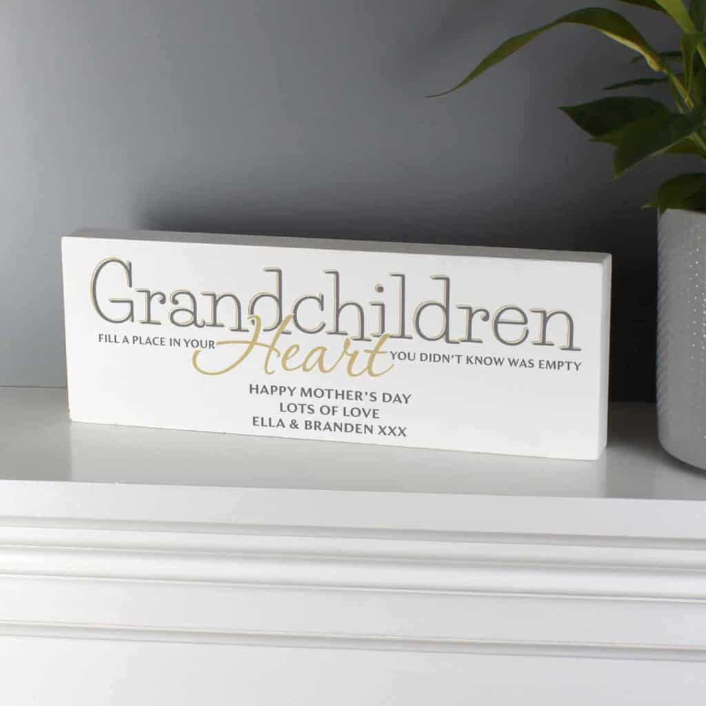Personalised Grandchildren Wooden Block Sign