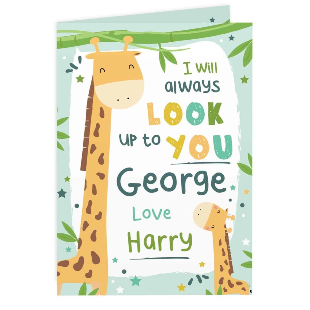 Personalised Look Up To You Giraffe Card