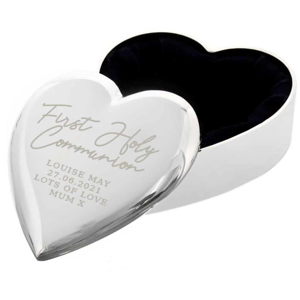 Personalised First Holy Communion Heart Trinket Box
