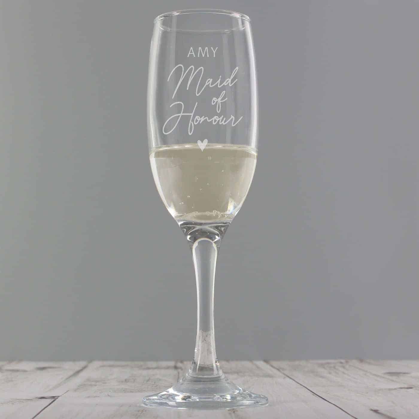Personalised Maid of Honour Flute Glass