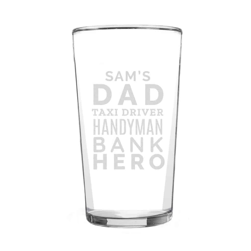 Personalised 'Dad Jobs' Pint Glass