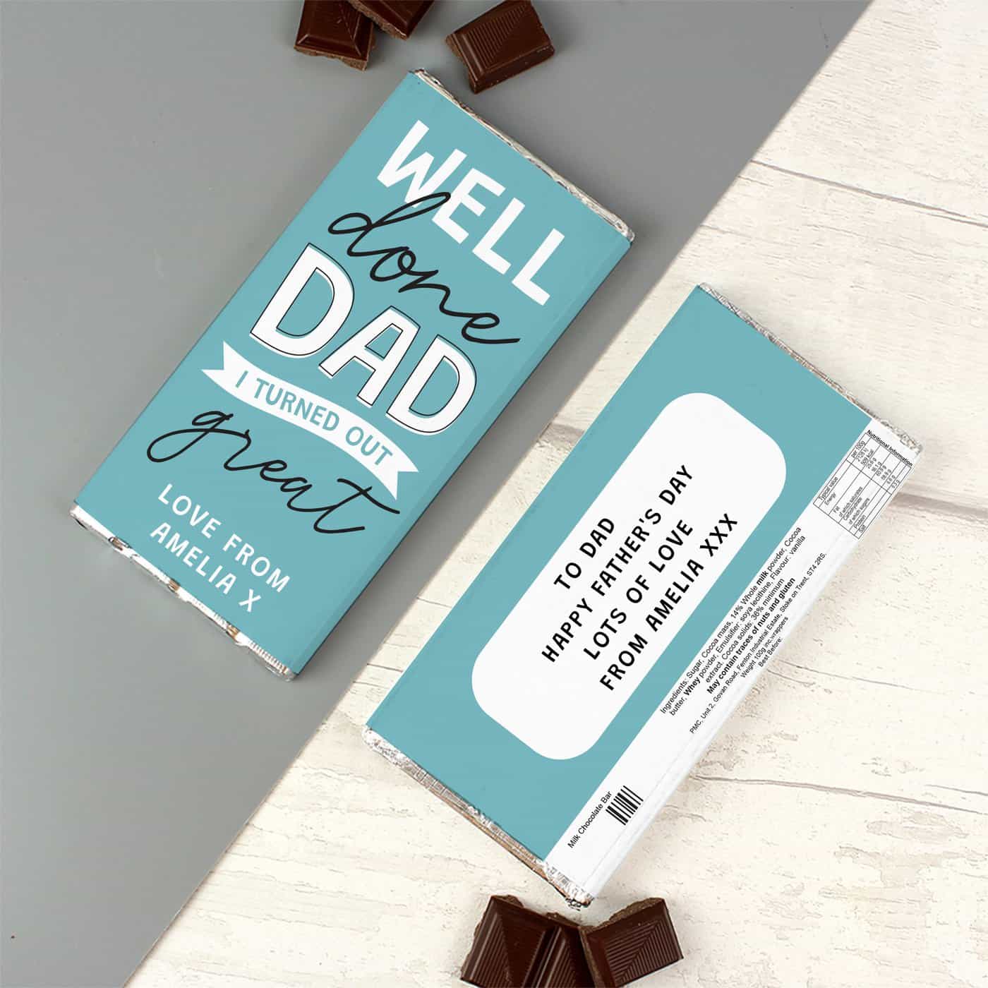 Personalised Well Done Dad... Milk Chocolate Bar