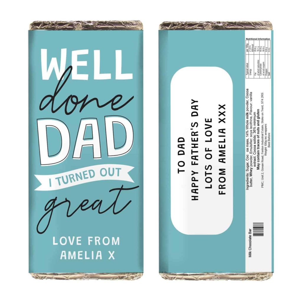 Personalised Well Done Dad... Milk Chocolate Bar