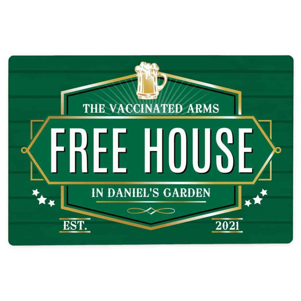 Personalised Free House Green Metal Sign