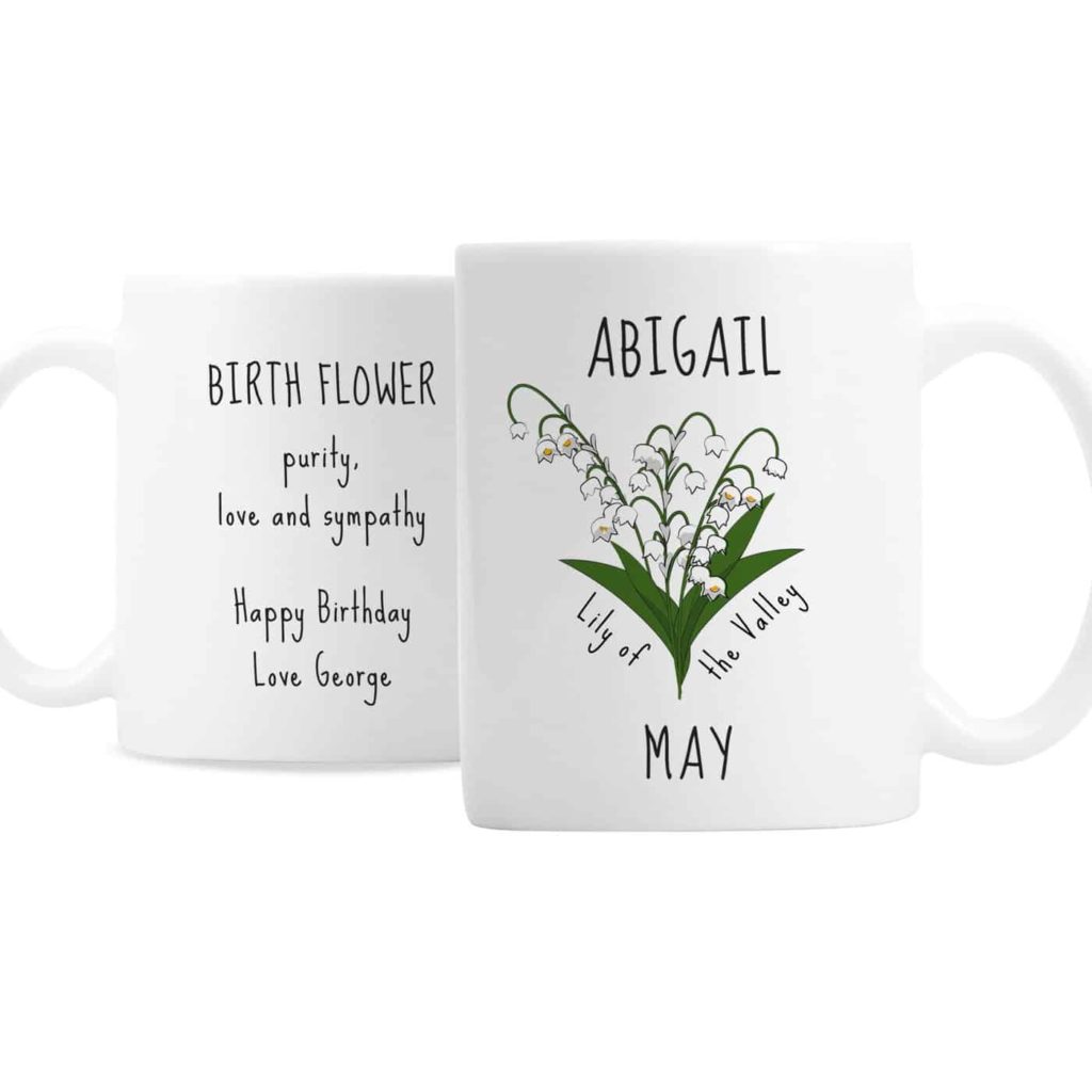 Personalised May Birth Flower - Lily Of The Valley Mug