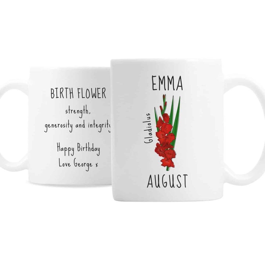 Personalised August Birth Flower - Gladioli Mug