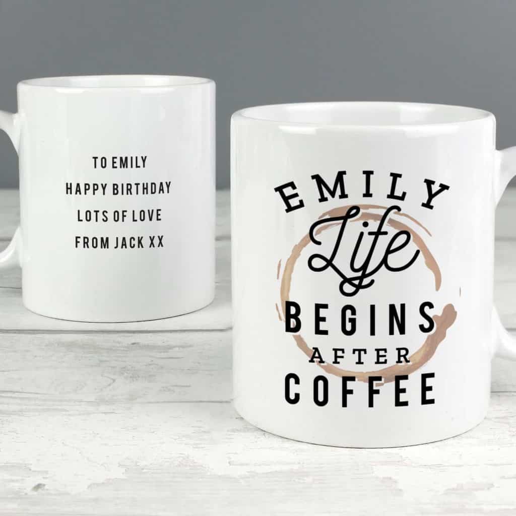 Personalised Life Begins After Coffee Mug