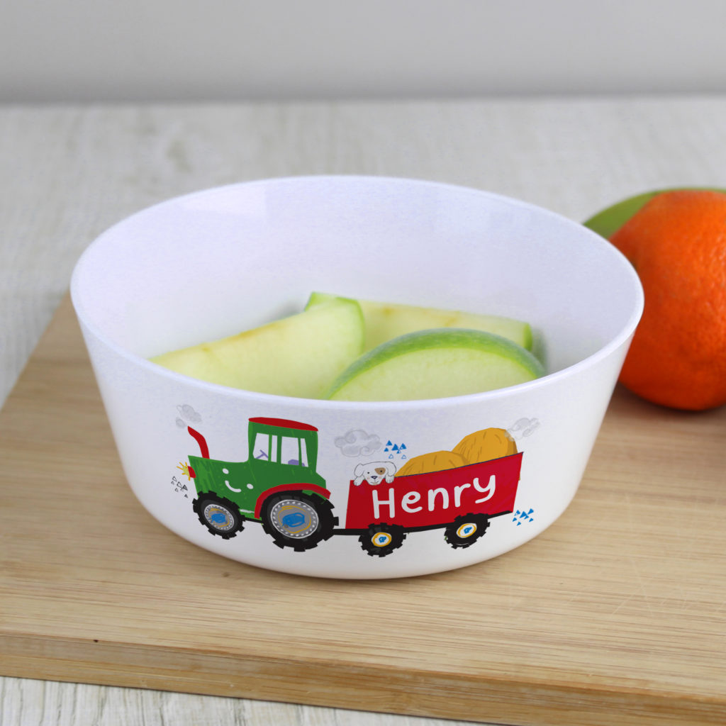 Personalised Tractor Plastic Bowl