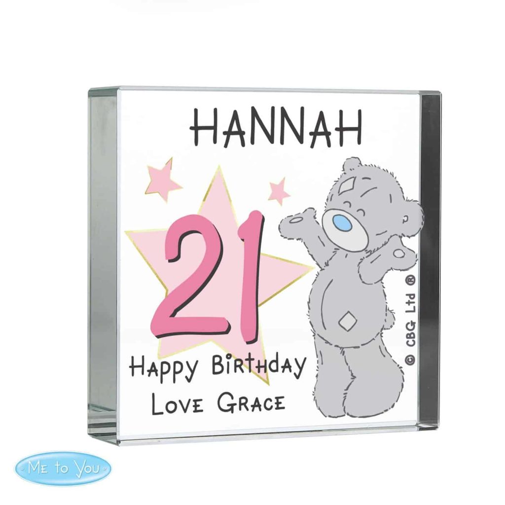 Personalised Me To You Sparkle & Shine Birthday Large Crystal Token