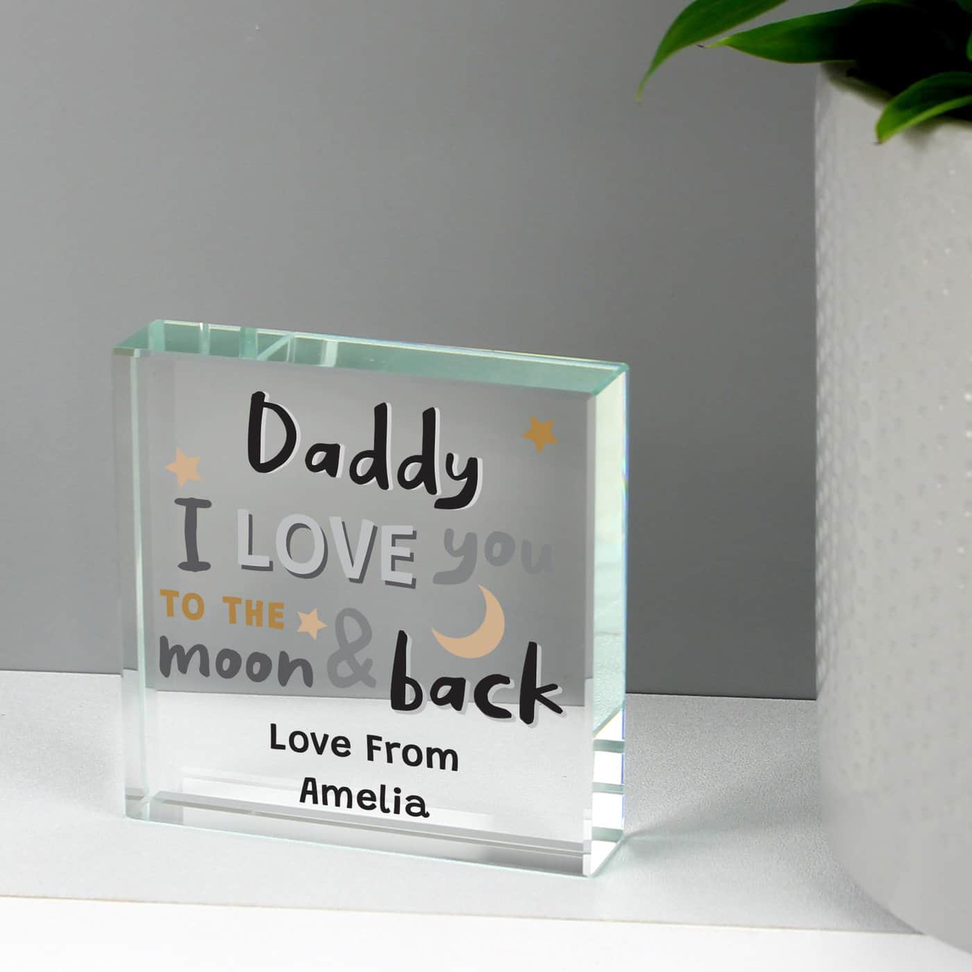 Personalised To the Moon and Back Large Crystal Token