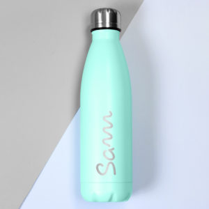 Personalised Name Only Island Mint Green Metal Insulated Drinks Bottle