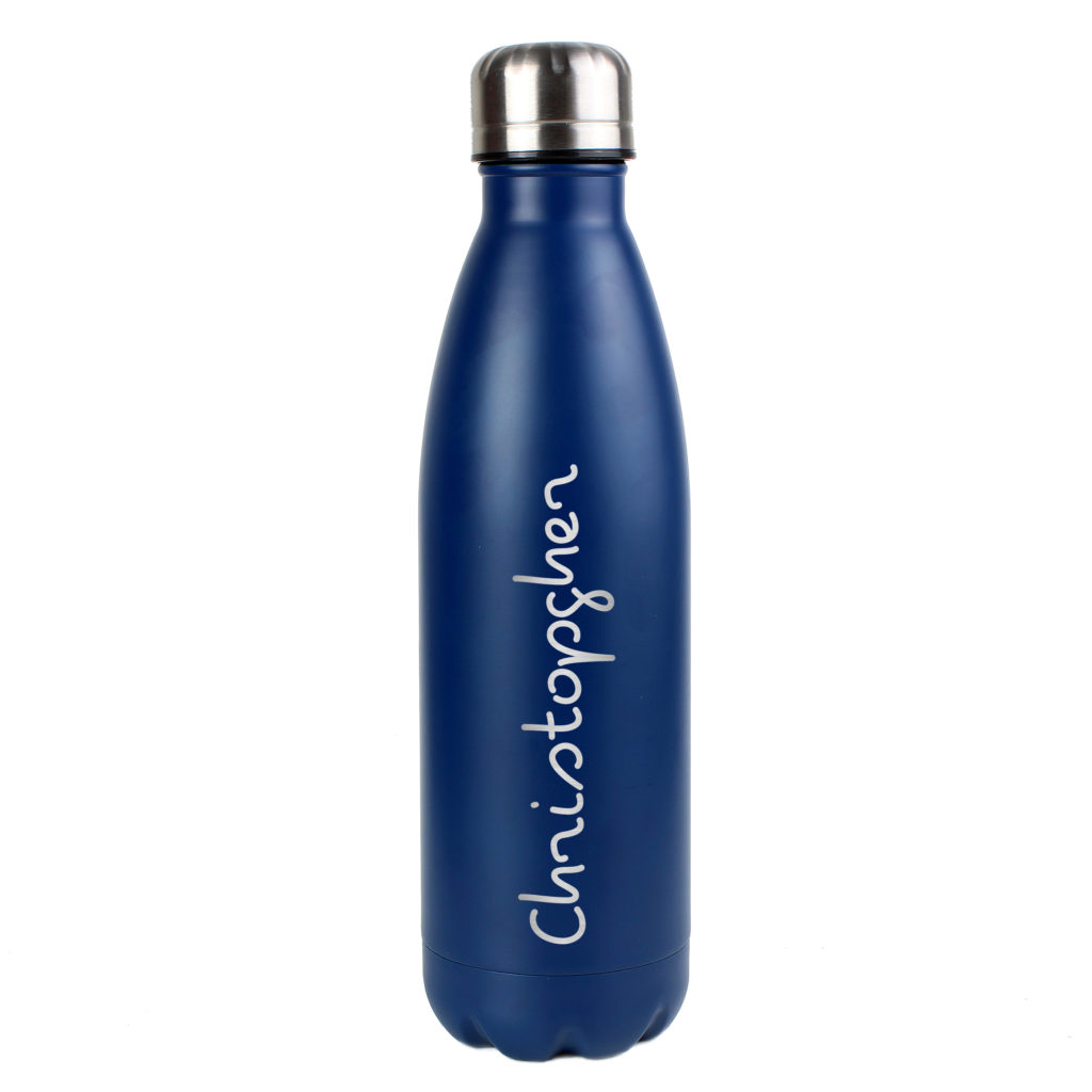 Personalised Name Only Island Blue Metal Insulated Drinks Bottle