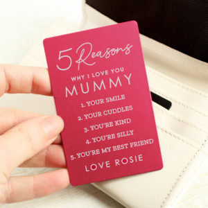 Personalised 5 Reasons Why I Love You Cerise Wallet Card