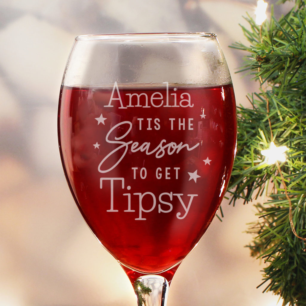 Personalised Tis The Season To Get Tipsy Season Wine Glass