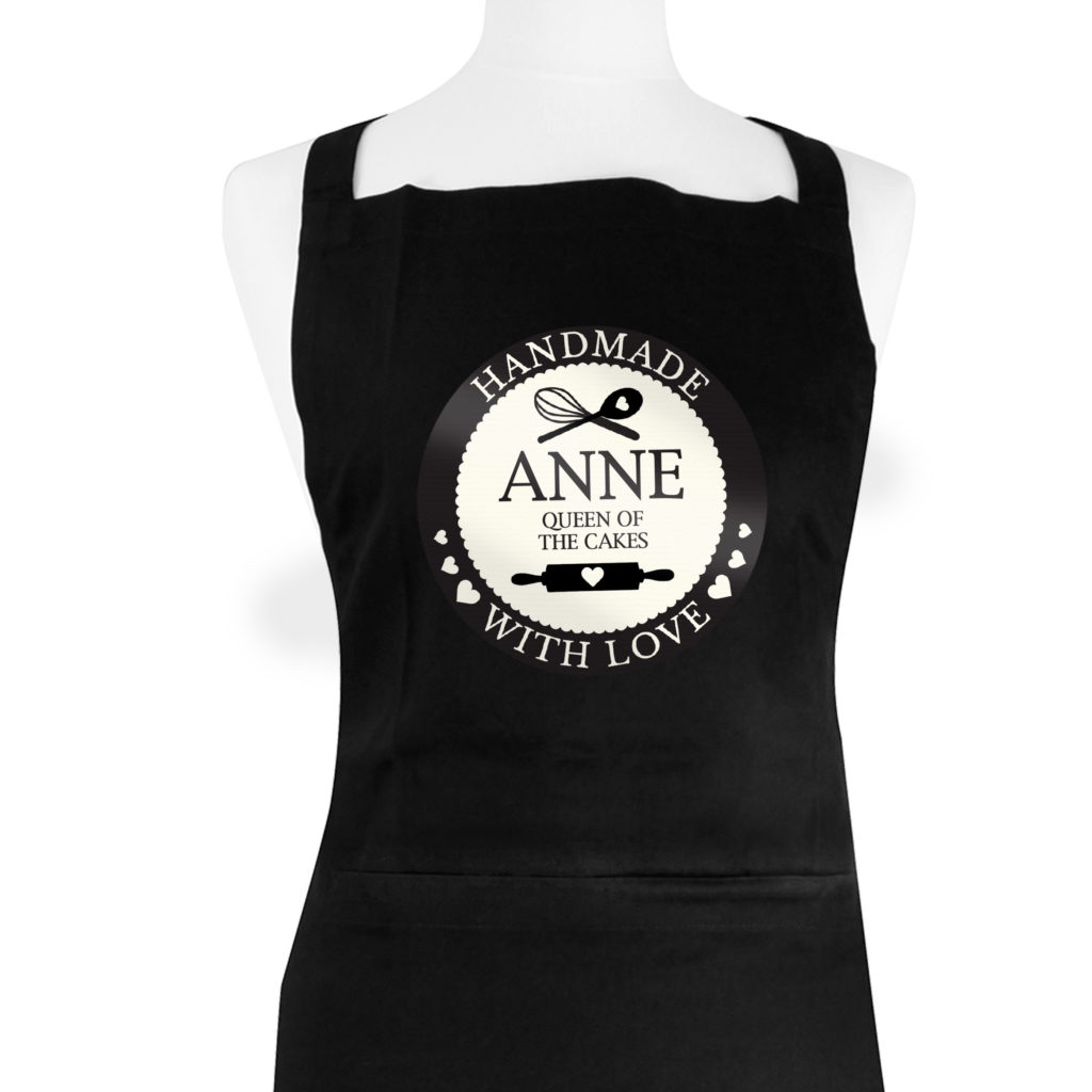 Personalised Handmade With Love Black Apron
