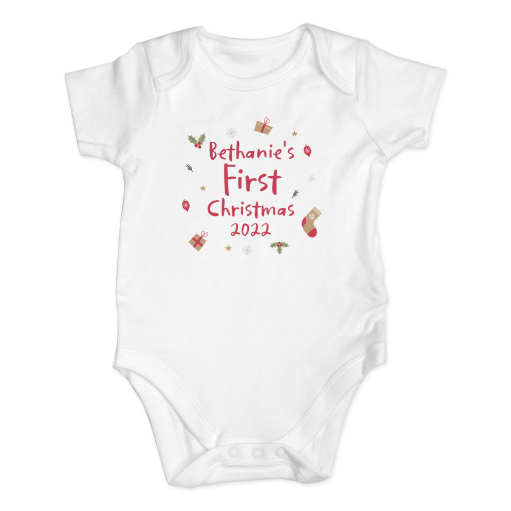 Personalised First Christmas 0-3 Months Baby Vest