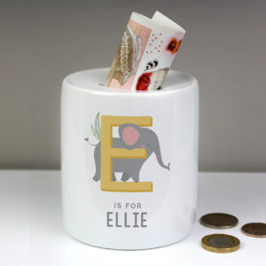 Personalised Animal Alphabet Ceramic Money Box