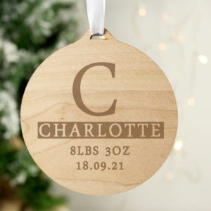 Personalised Initial Round Wooden Decoration