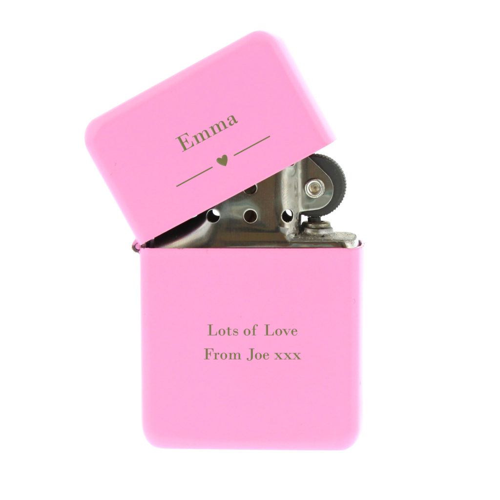 Personalised Decorative Heart Pink Lighter