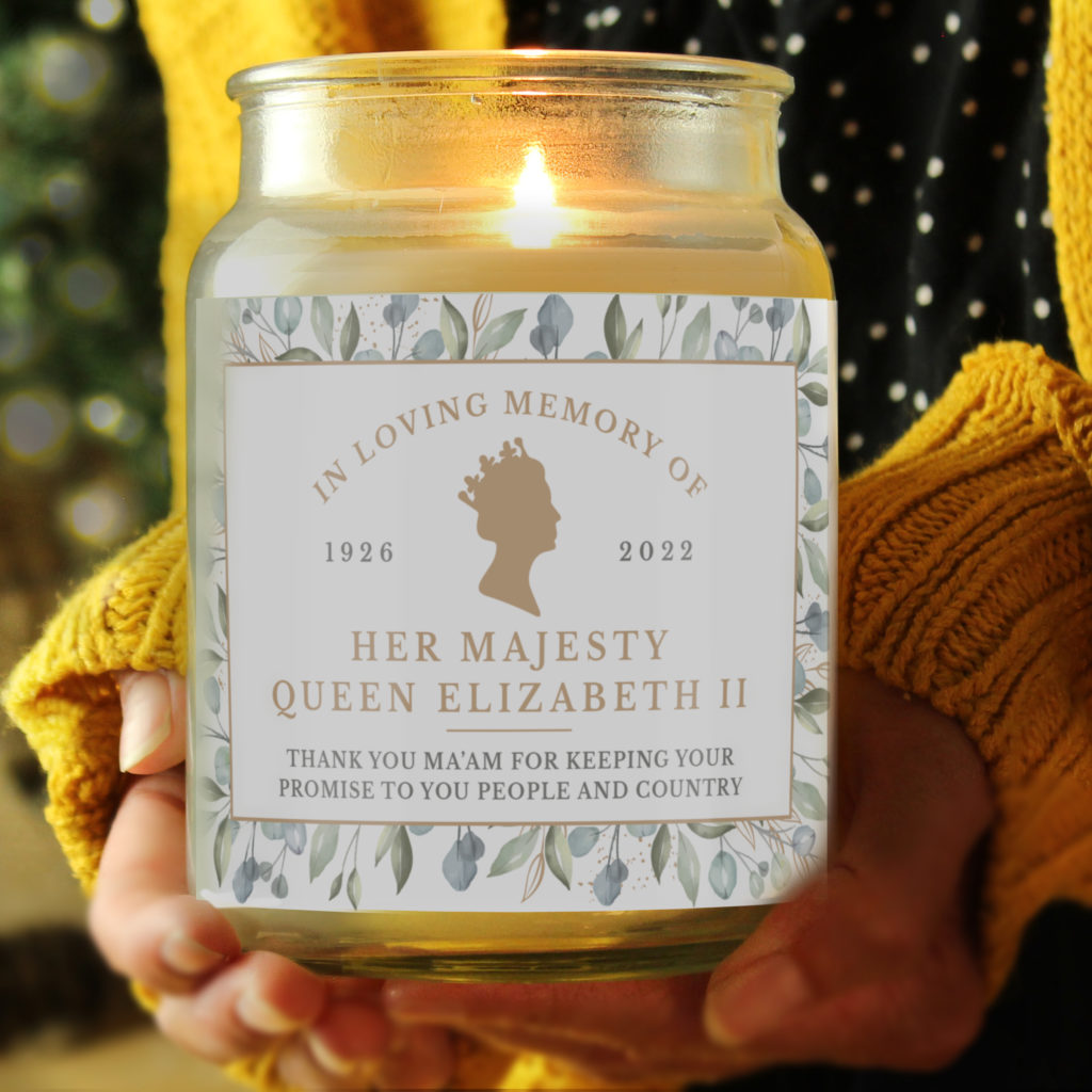 Personalised Queens Commorative Large Vanilla Scented Candle Jar